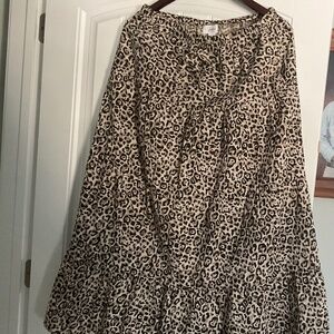 Japna Leopard Large Print Tiered Skirt NWOT